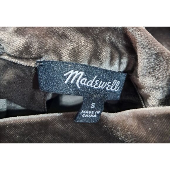 Madewell Velvet Cutout Top Womens S Keyhole Back Choker Front Milk Chocolate Bro - Picture 2 of 13